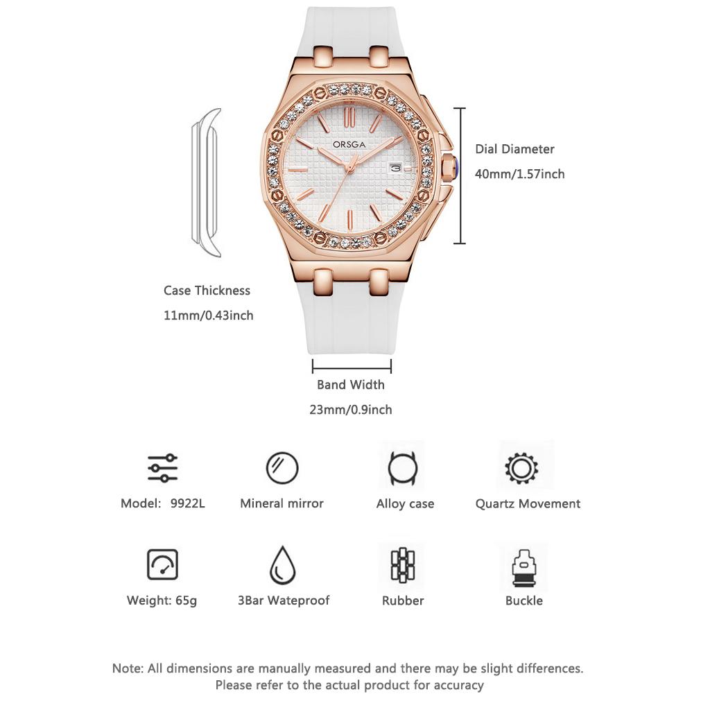 Damen Armbanduhr Luxus Diamant Wasserdicht Datum Leuchtend Damenuhr Gummiarmband