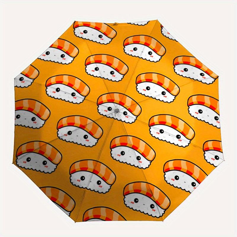 1pc Sushi Pattern Folding Umbrella With Excellent UV Protection, 8 Ribs Casual Durable Lightweight Portable Travelling Umbrella For Men & Wo