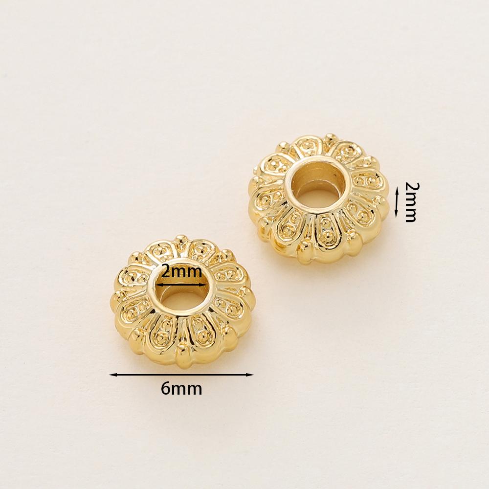 10Pcs/Pack 2*6mm 14/18K Gold Plated Alloy Flat Spacer Beads For Handmade DIY Jewelry Making Bracelet Necklace Accessories