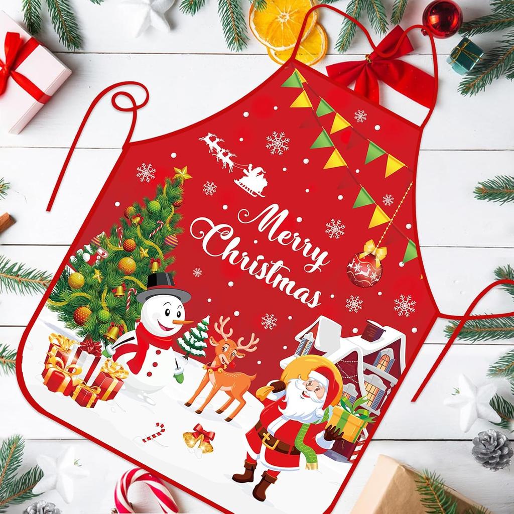 Funny Holiday Cooking Aprons for Men Women, Adjustable Kitchen Baking Grilling Aprons for Party Supplies
