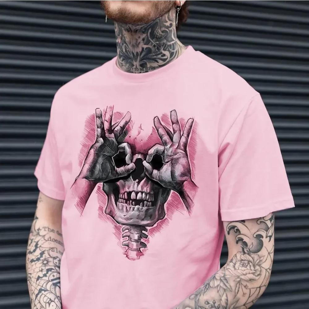 

2024 Принт со странным узором Мужская популярная футболка на заказ Повседневная летняя с приспущенным плечом, с короткими рукавами, быстросохнущая Мужская на заказ XS-6XL Крутая XXXXXL розовый