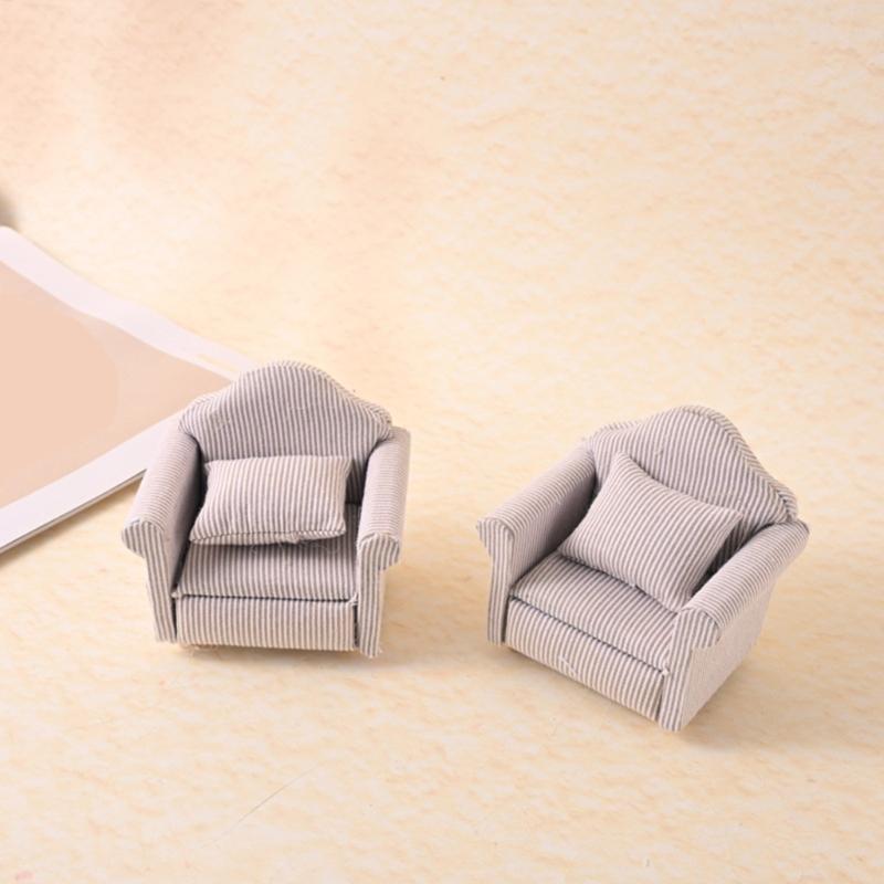 Handmade Miniature Sofa Model Figure 1/12 Dollhouses Decorative Accessories Detailed Wooden Furniture for Craft Project