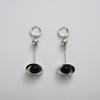 Original Design Premium Metal Copper Platinum Plated Black Agate Pendant Ear Buckle Earrings Temperament Fashion Earrings Women