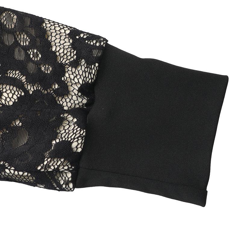 New Style Party Date Sexy Retro Style V-neck Lace Patchwork Long Sleeved Dress