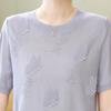 Stylish Ice Silk Knit T-Shirt – Short-Sleeve Round Neck for Middle-Aged and Elderly Women