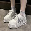 Little White Shoes Women's 2025 Spring New Versatile Thick Baseplate Shoes Versatile Small Inner Height Increase Leisure Sports Muffin