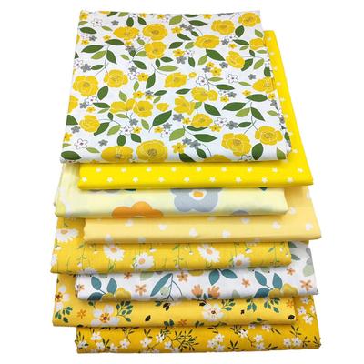 8Pcs Patchwork Cloth DIY Sewing Quilting Material 25x25cm Yellow Printed 20x25cm Twill Weave Floral Series Cotton Fabric