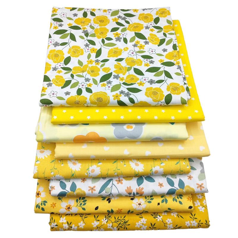 8 szt. Tkanina patchworkowa DIY Szycie Pikowanie Materiał 25x25cm Żółty Drukowany 20x25cm Splot skośny Seria kwiatowa Tkanina bawełniana