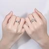 Two Couple Hollow Crown Heart Cubic Zirconia Rings Fashionable Birthday Wedding Valentine's Day Gift Copper Material Adjustable Ring