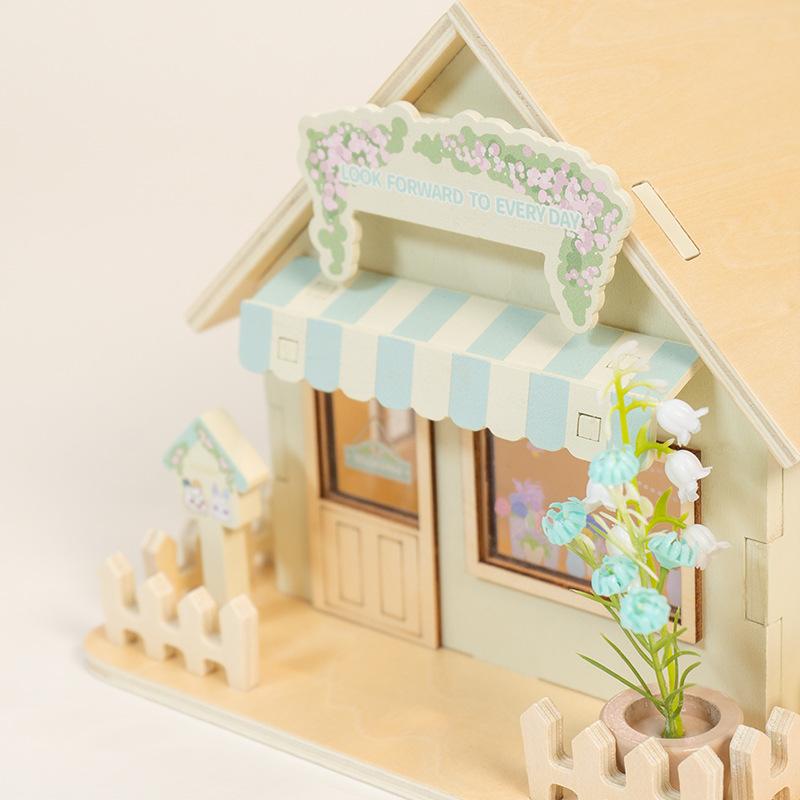 Children'S Wooden Doll Room Scene Ornament Night Light Play House Collage Villa Doll House Model Educational Toy