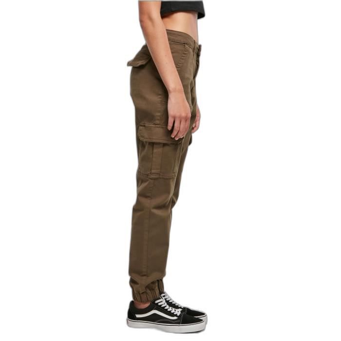 Pantalon En Sergé De Coton Femme Urban Classics Utility - Olive - 26