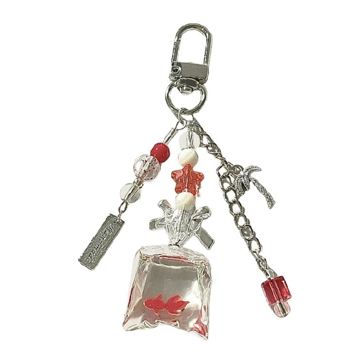 

Stylish Coconut Bead Keychain with Playful Fish Charm Fashion Accessory Portable for Personalizing Bags and Keys 1