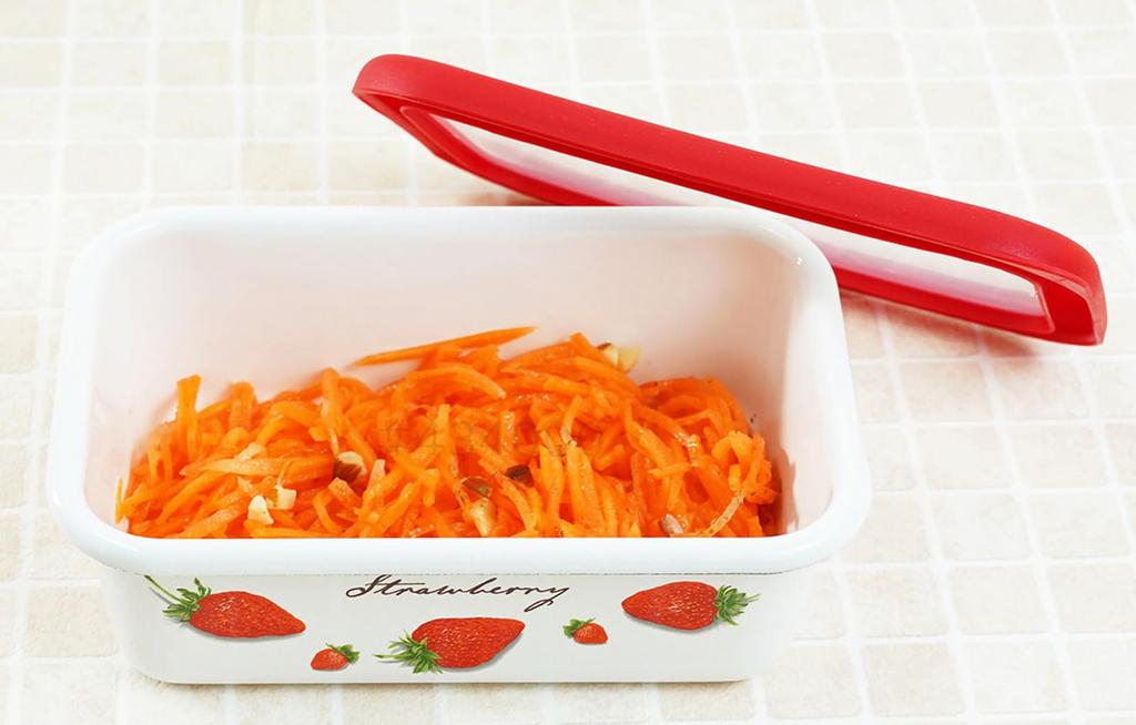 Fuji Enamel Strawberry Shallow Rectangular Container, Small, 0.45L, STB-S