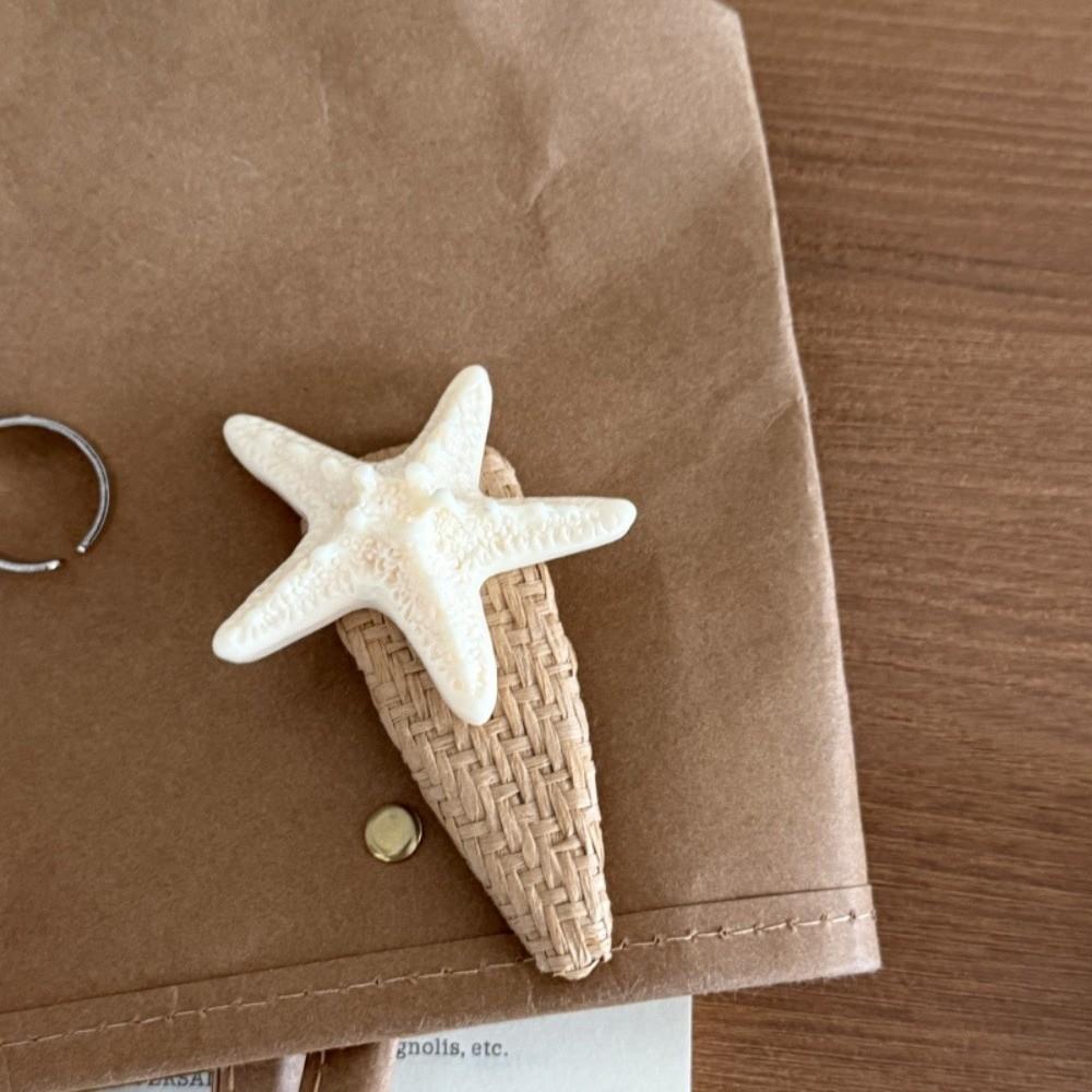 Beach Straw Hat Hairpin Korean Style Weaving Style Barrette Starfish Hair Clip Hair Accessories