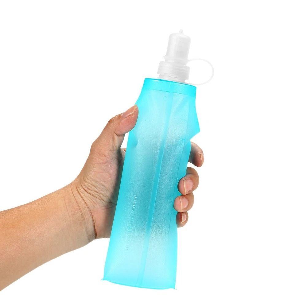 Outdoor 250/500ml Soft Flask Collapsible Folding Sport Water Bottle Lightweight Wide Mouth Water Bag Hiking Bicycle