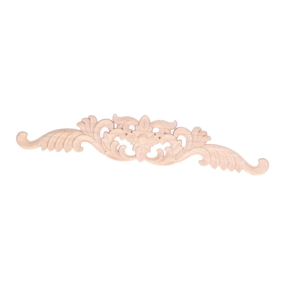 Light Brown Wood Carved Applique 40x8cm Cabinet Furniture Decoration Furniture Decoration