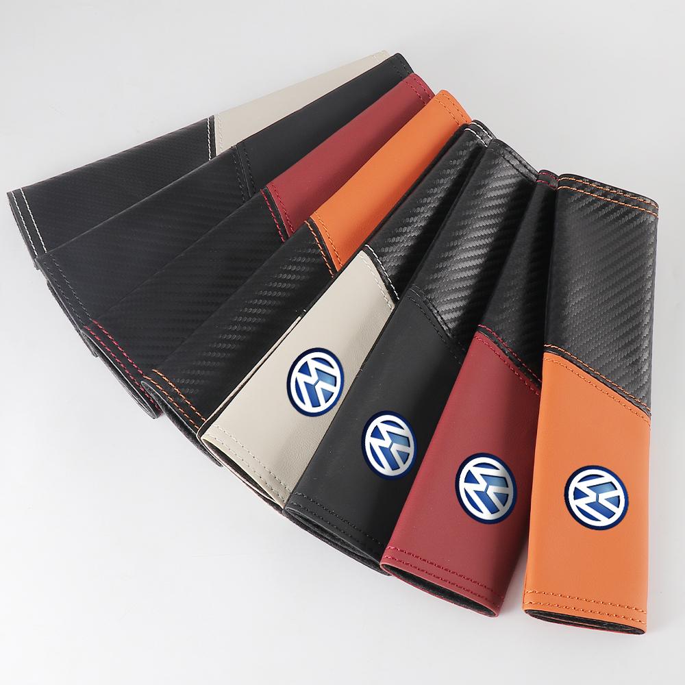 T301/2PCS Carbon Fiber Safety Belt Car Seat Belt Shoulder Pad Protective Valve Cap For Volkswagen MK6 Golf GTI Touareg Polo Tiguan