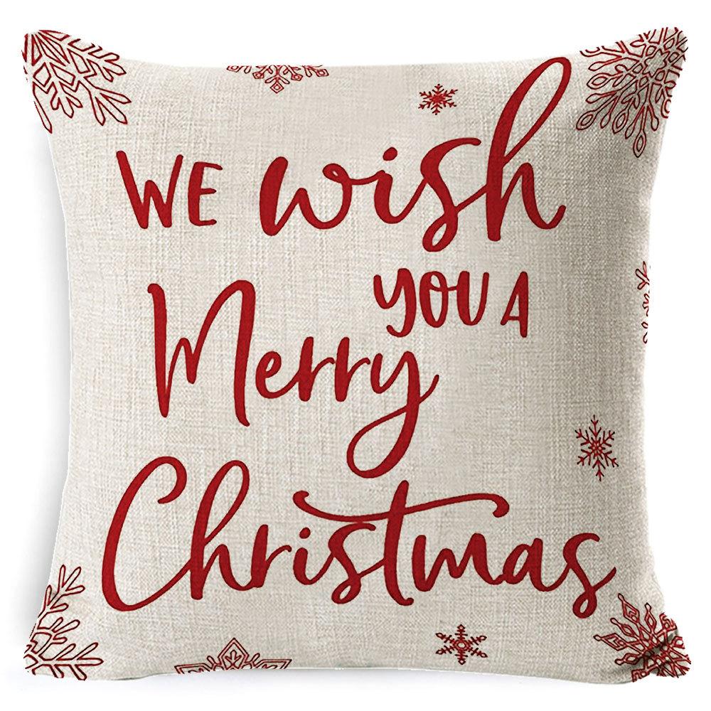 Furniture New Linen Pillow Christmas Pillowcase Sofa Cushion Home Lumbar Pillow