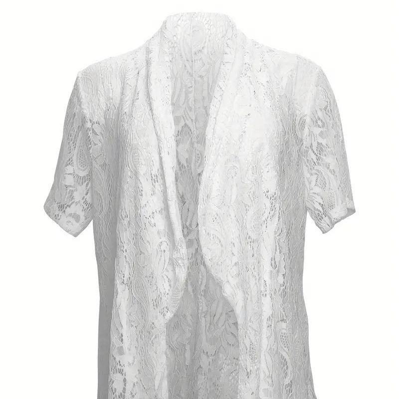 Damen Sommermode Spitze Elegant Kurzarm Anzug Sommerjacke Top