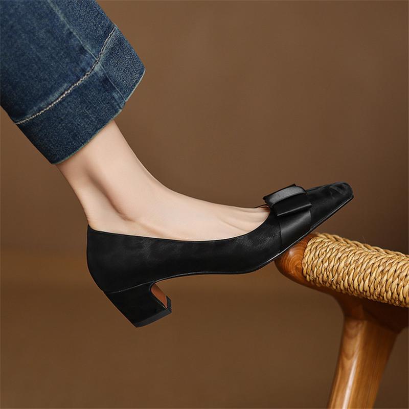 Fashion New Spring/summer Square Toe Genuine Leather Shoes for Women Fashion Leopard Print Women Pumps Women Shoes Chunky Heels Loafers