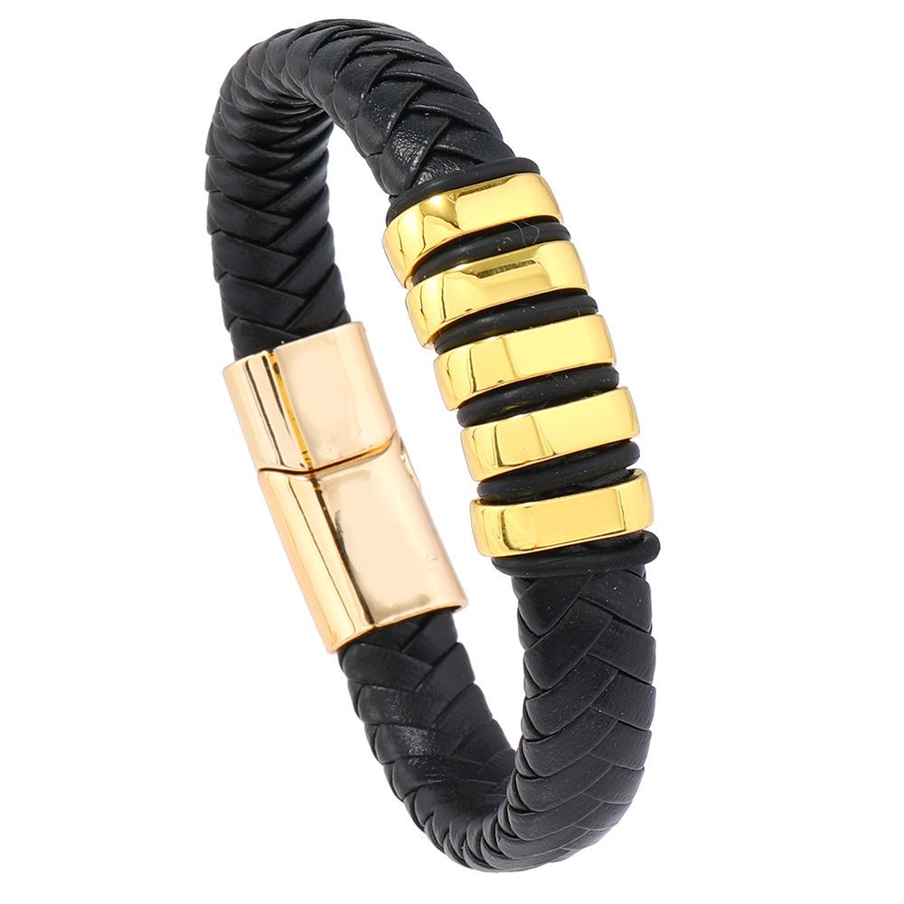 Popular Europe America Trendy Simple Woven Bracelet Alloy Magnetic Clasp Men's Fashion Wristband Jewelry Clothing Accessory
