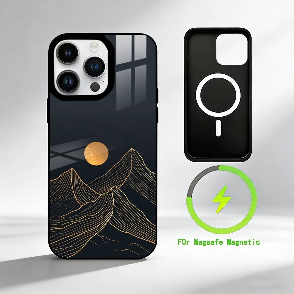 A-Ästhetisches Liniengefühl Handyhülle Für iPhone 17 16 15 14 13 12 Pro Max Plus für Spiegel Drahtlose Magnetische Abdeckung