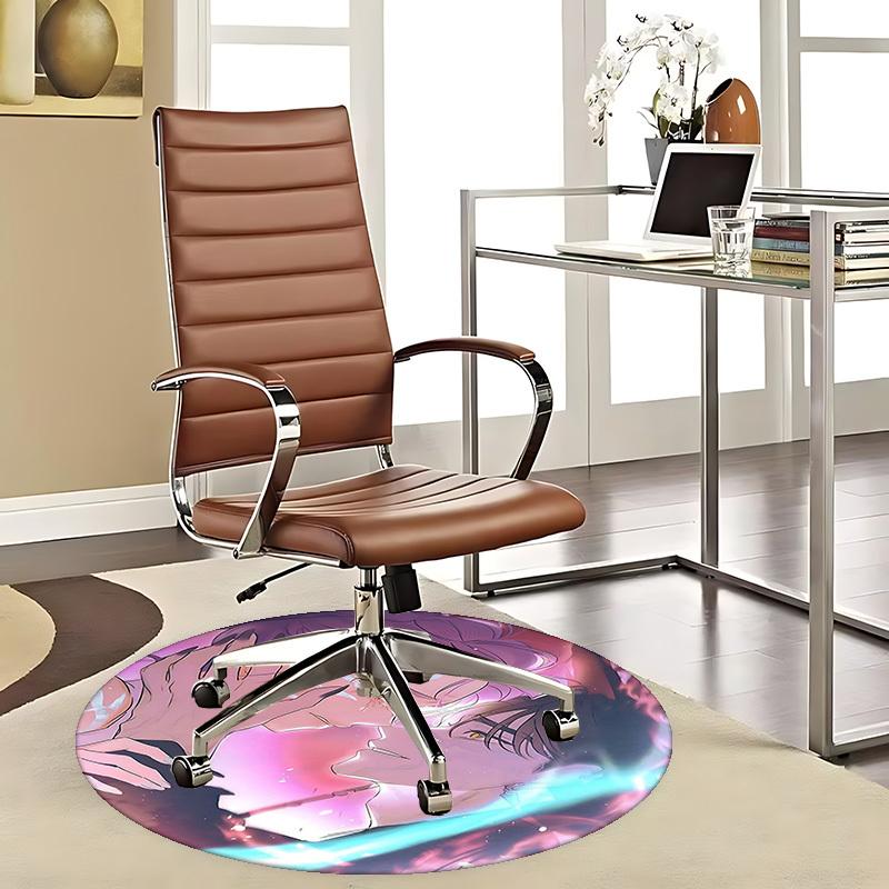 1pc Anime Design Round Carpet - Office Chair Pad, Chair Mat