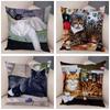Pet cartoon animal pillowcase sofa home car  cute watercolor cat cushion cover decoration
