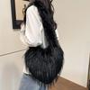 Women Fluffy Shoulder Bag Commuting Shopping Outdoor Travel Crossbody Bags Fashion Portable Female Heart Tote