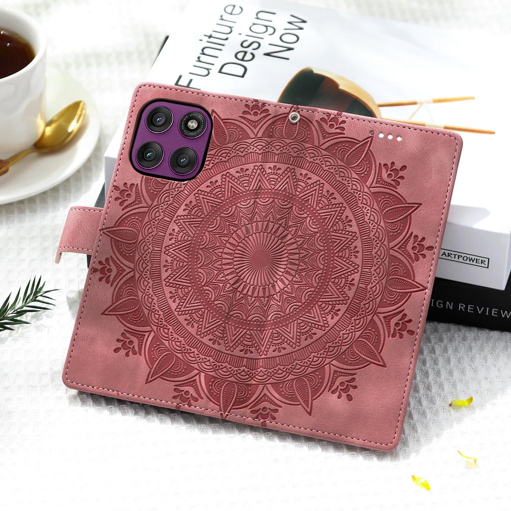 For Motorola Moto G86 5G Case Imprinted Totem Skin Feel Wallet Leather Phone Cover with Hand Strap