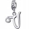 Charms Letter V Pendant Pr 925 Bead Zirconia Hanging Letter
