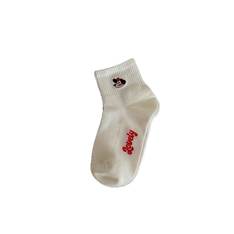 Cute White Summer Thin Cotton Socks Short Sporty Style Low-Top Sweat-Absorbing And Breathable Girl Socks