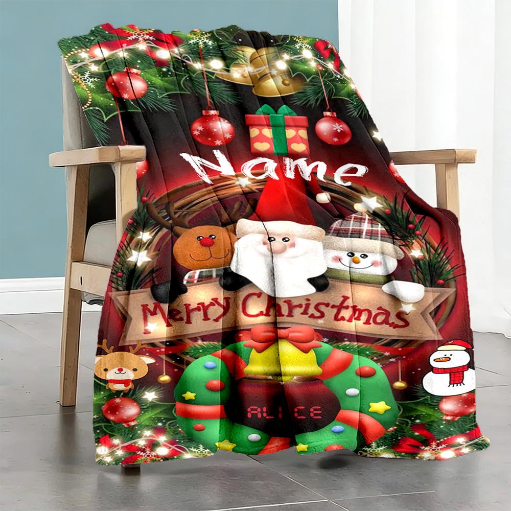 Christmas Customize Your Name Blanket Cozy Customizable Blanket Comfortable Perfect for Seaside Bedding Chair Bed Four Seasons Universal