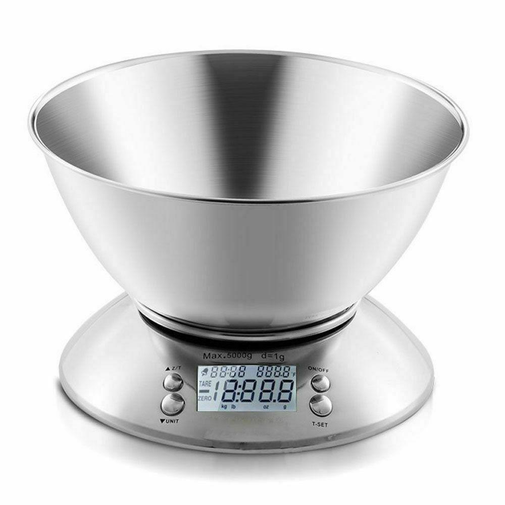 5 kg / 1 g Stainless Steel Digital Kitchen Scale with Integrated Bowl, Precision Scale, Household Scale