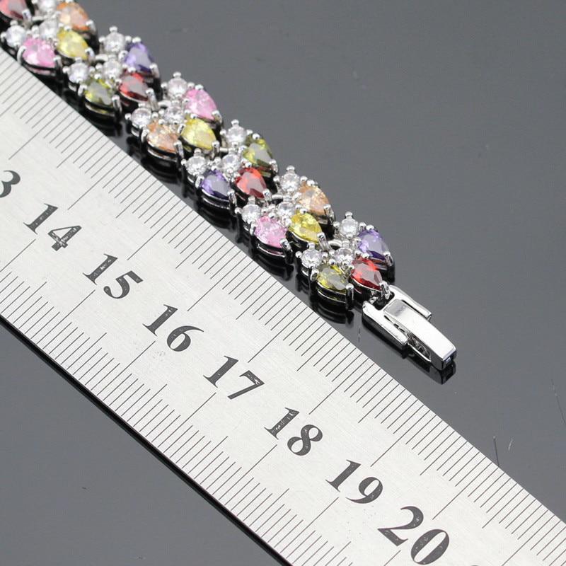 WPAITKYSVanndråpe Sølvfarge Link Chain Armbånd For Kvinner Blå Zircon smykker