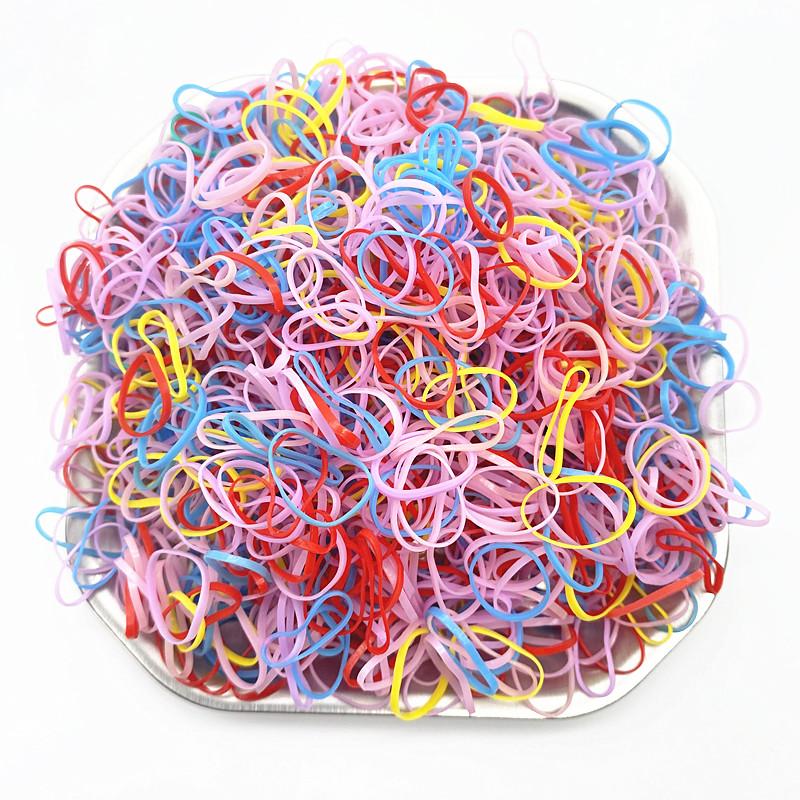 500pcs Cute Colourful Rubber Ring Disposable Elastic Hair Bands Ponytail Holder Rubber Band Scrunchies Kids Hair Accessorie