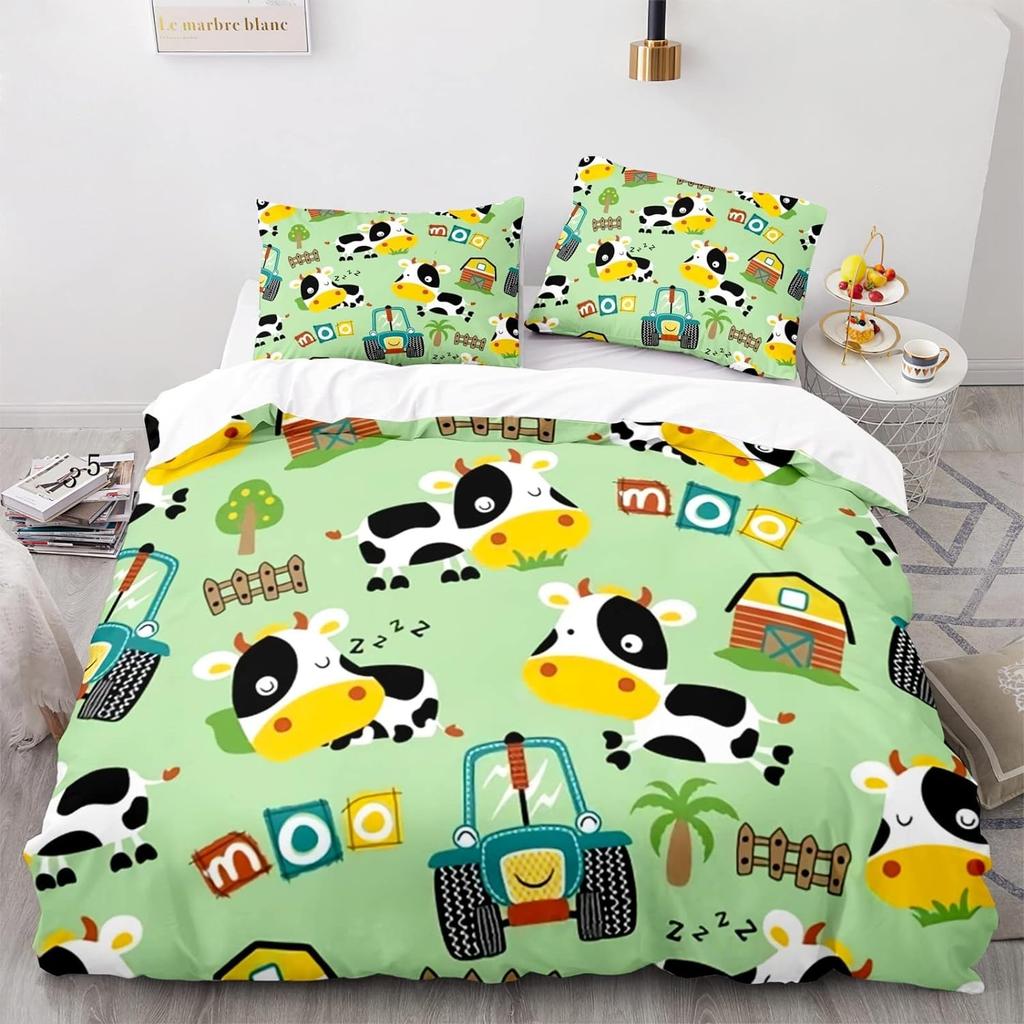 New Children's Tractor Quilt Cover Boys Duvet Cover Set Ractor Bedding Set Truck Farm Tool Cart Comforter Cover Set Holiday Gift