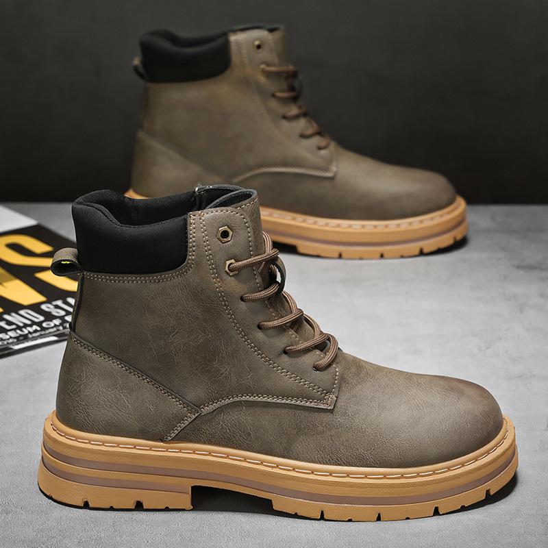 Large Size Men's Shoes Martin Boots Men's British Heightening Retro Casual Non-slip Thick-soled Dopamine