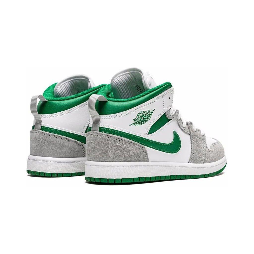 Air Jordan 1 Mid SE PS Szaro-Sosnowo-Zielone Dziecięce Sneakersy Biało-Jasnoszaro-Szare DC7249-103