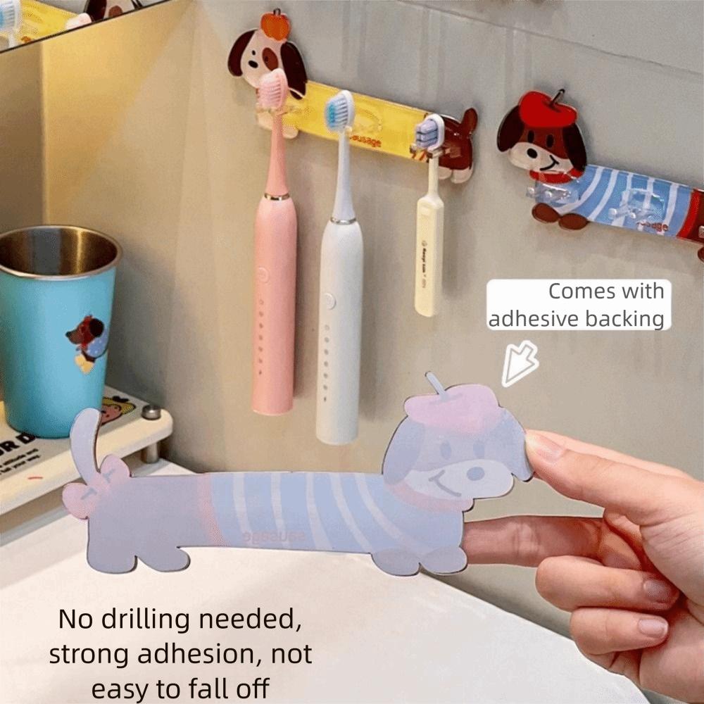 Wall Mounted Cartoon Bathroom Hook Waterproof Hanging Toothbrush Stand Plug Storage Shelf Travel