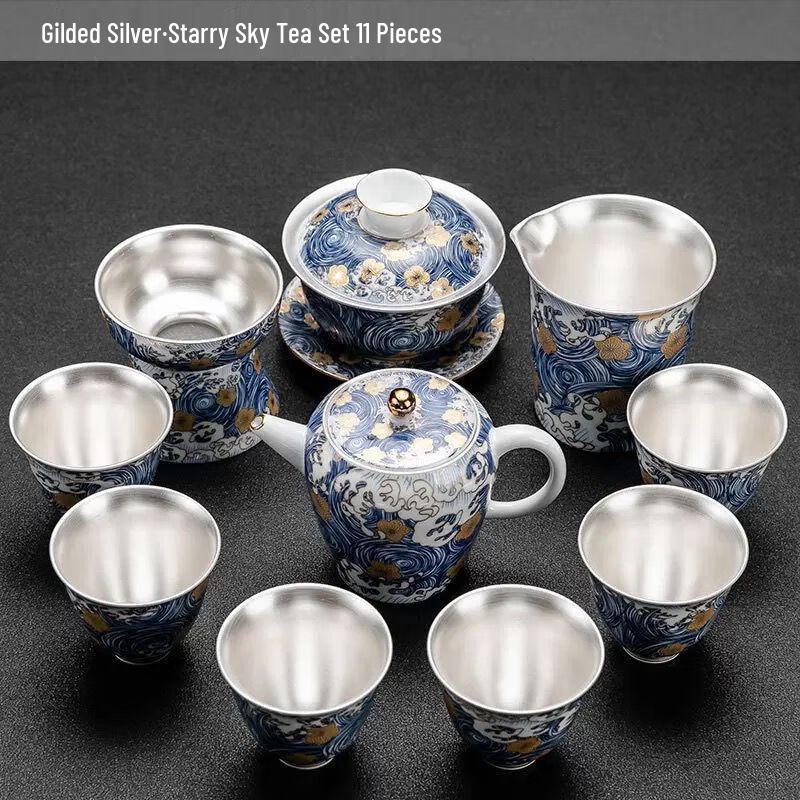 Позолоченный керамический чайный сервиз