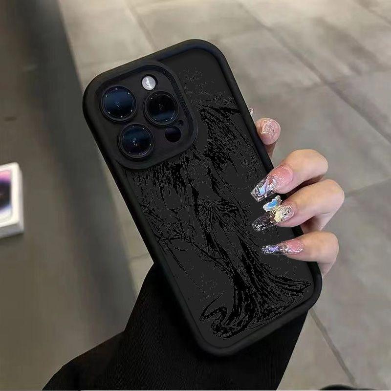 INS Luxuriöses Dunkler Engel Handyhülle Für iPhone 11 12 13 14 15 16 Pro Max X XR XS Max 7 8 Plus SE Stoßfest Weiche TPU Rückseite Y2k