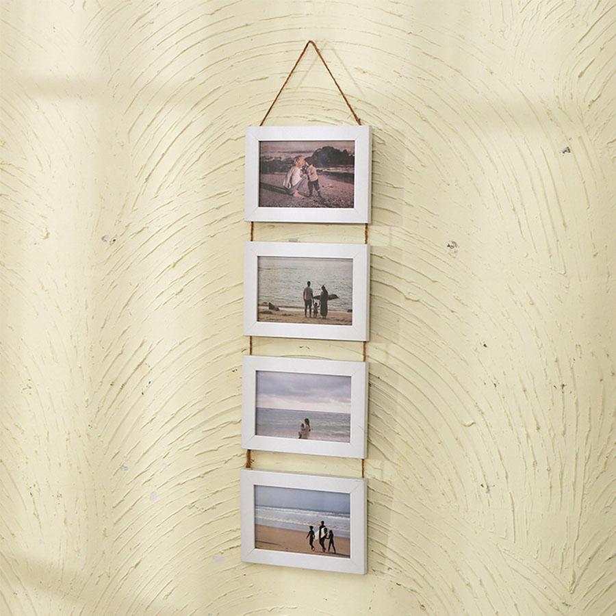 1 4x6 Zoll Fotorahmen Hängender Rahmen Seil-Stil Keine Installation erforderlich Geeignet für Wohnzimmer- und Schlafzimmerdekoration