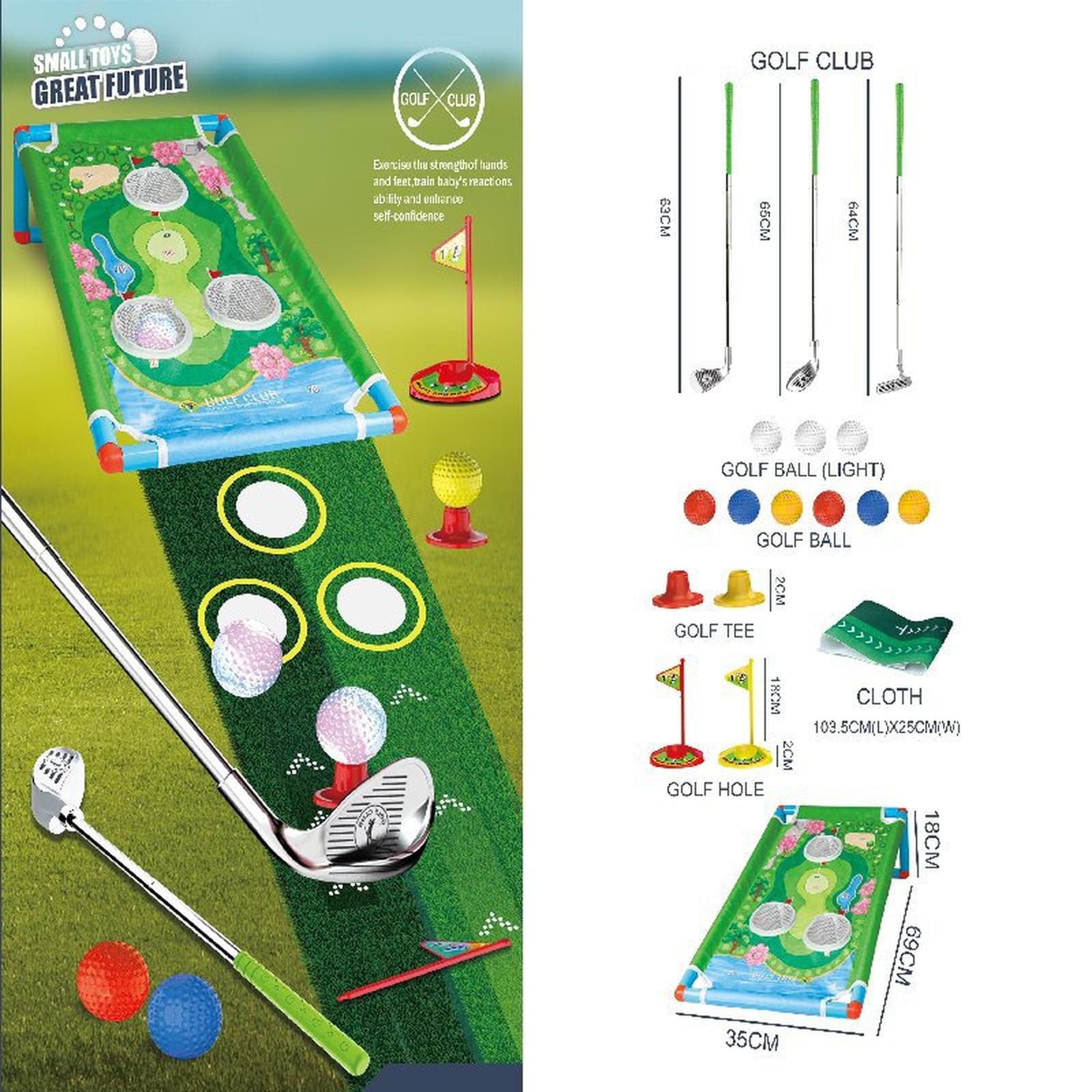 

English: Kids Golf Set Toy Indoor & Outdoor Simulation Portable Retractable Trolley Case Parent-Child Interactive one size синий