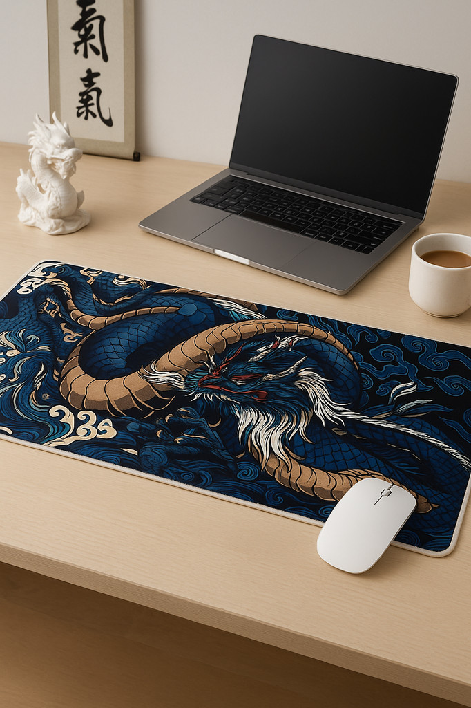Desktop Computer Mouse Pad Clear Dragon Print Anti-skid Texture Laptop Desk Pad Protector Office Desk Mat Desk Writing Pad for Office And Home