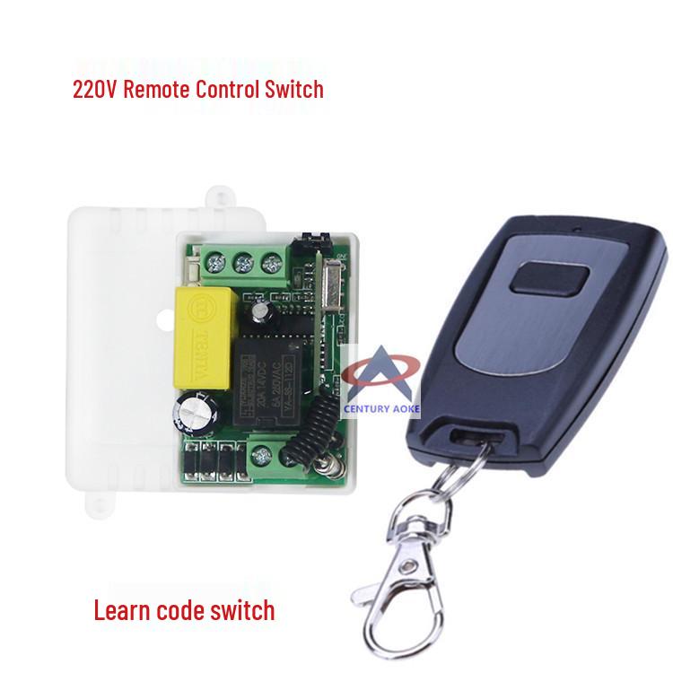 AC220V Remote Control Switch with Waterproof Single-Button Remote, Self-Locking Mode, Learning Code
