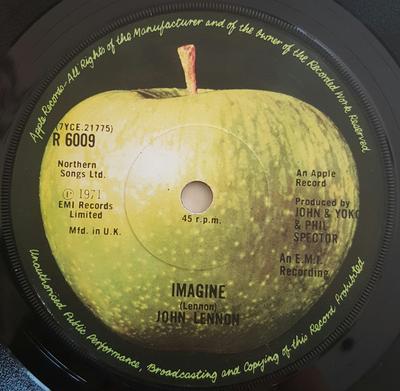 7inch Record JOHN LENNON - Imagine R6009 Apple Records 1975 UK Rock Used