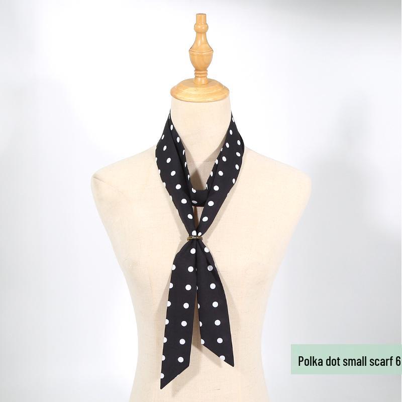 Polka Dot Silk Scarf: Versatile Ribbon for Bags & Ties - Spring & Autumn Korean Style