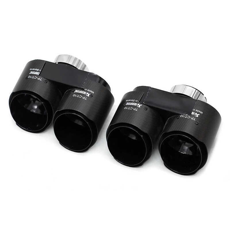 Stainless Steel & Black Carbon Fiber Quad Exhaust Pipes for BMW 4 Series (425, 430, G22, G26) - No Cutting/Welding Required