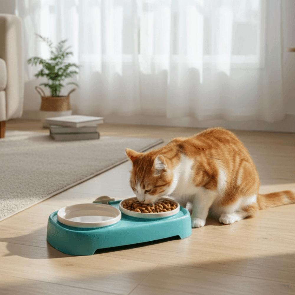 Multifunktionale schräge Fressschüssel für Haustiere, Wandmontage, Kippsicher, Fressnapf für langsames Fressen, Abnehmbare Katzennapf, Mehrere Haustiere